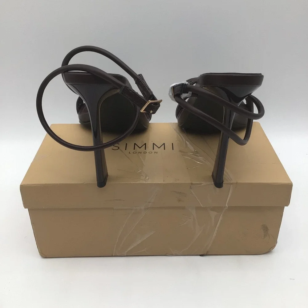 Simmi London Barely There Brown Square Toe Flared Heel Sandals Size‎ 9 NEW